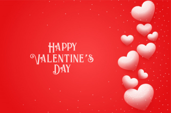 Happy valentines day greeting card with floating hearts Free Vector