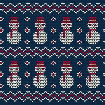 Snowman knitted pattern of christmas Free Vector