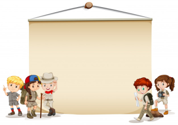Banner with kids in outdoor costume Free Vector