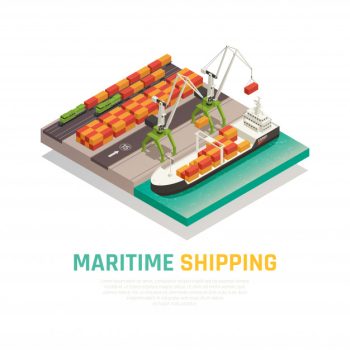 Maritime shipping isometric composition Free Vector
