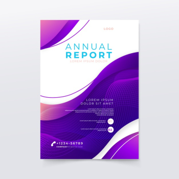 Annual report template with waves Free Vector
