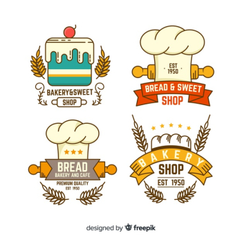 Flat bakery logos template Free Vector
