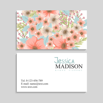 Business card with beautiful flowers. t Free Vector