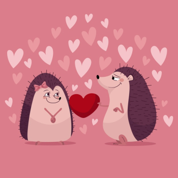 Valentine hedgehog couple falling in love Free Vector