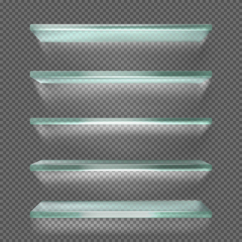 Glass shelves with light, ice rack isolated Free Vector
