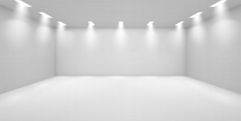 Art gallery empty room with white walls and lamps Free Vector