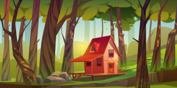 Wooden house in forest or garden Free Vector