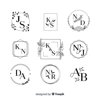 Collection of wedding monogram logos Free Vector