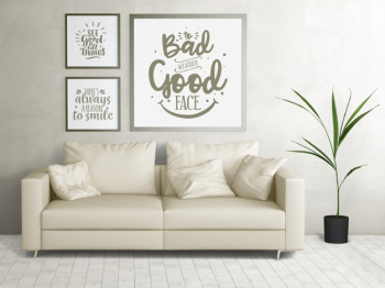 Front view minimalistic home decor Free Psd
