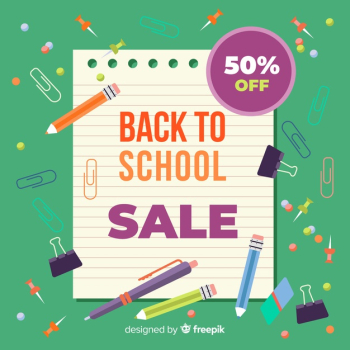 Flat back to school sales background Free Vector