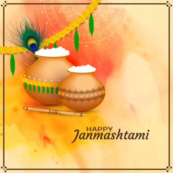Happy janmashtami celebration religious background Free Vector