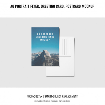 Portrait flyer, postcard, greeting card mockup Free Psd