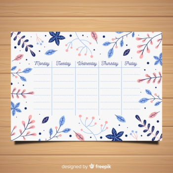 Hand drawn school timetable template Free Vector