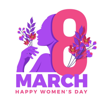 International women's day with flowers and date Free Vector