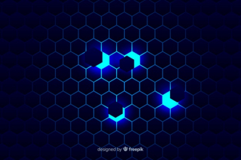 Technological honeycomb background on blue shades Free Vector