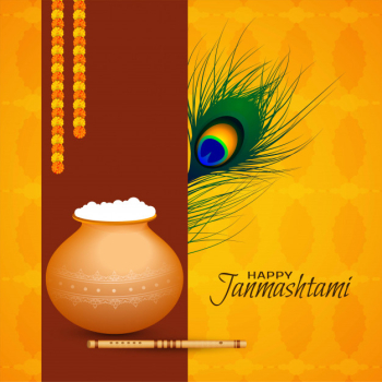 Beautiful happy janmashtami festival vector background Free Vector