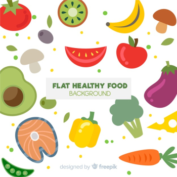 Flat healthy food background Free Vector