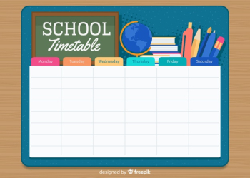 Flat style school timetable template Free Vector
