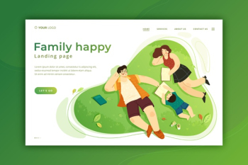 Happy family landing page template Free Vector