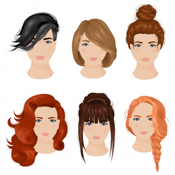 Women hairstyle ideas 6 icons collection Free Vector