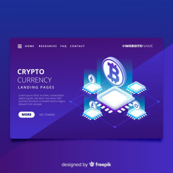 Cryptocurrency landing page Free Vector