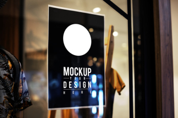 Poster sign mockup on a window Free Psd