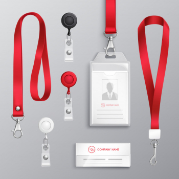 Identification card badge accessories set Free Vector