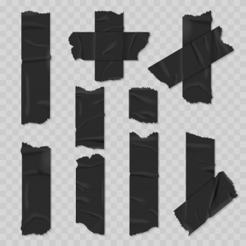 Black duct adhesive tape realistic set Free Vector