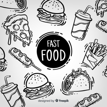 Hand drawn fast food background Free Vector