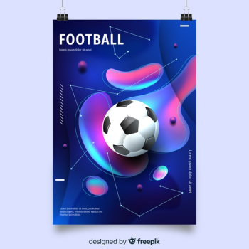 Football poster template with fluid shapes Free Vector
