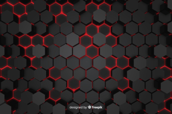 Technological red lights of honeycomb background Free Vector