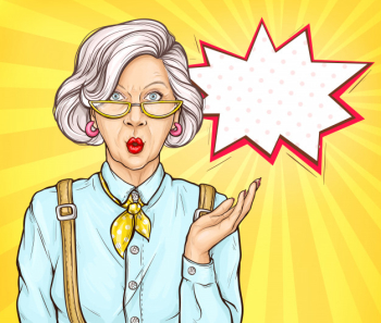 Pop art old woman surprised wow face expression Free Vector