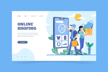 Shopping online landing page template Free Vector