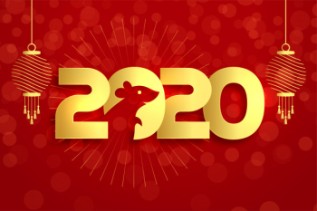 2020 year of the rat chinese new year Free Vector
