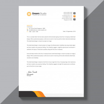 Letterhead template with orange details Free Psd