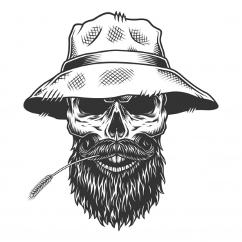 Skull in the panama hat Free Vector