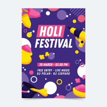 Holi holiday party poster with dots Free Vector