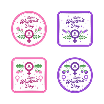 Women's day label collection with flowers Free Vector