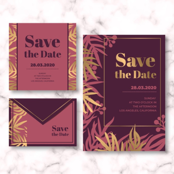 Luxury wedding invitation template design Free Vector
