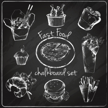 Fast food icon chalkboard Free Vector