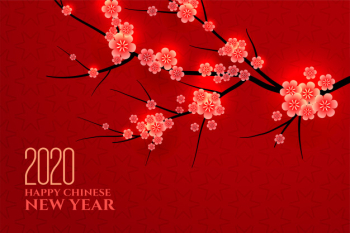 Traditional chinese new year plum leaves background Free Vector