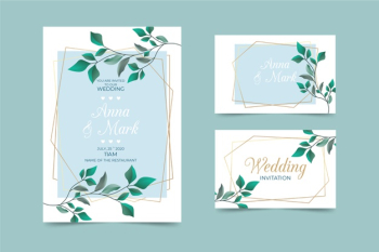 Pack of elegant stationery wedding templates Free Vector