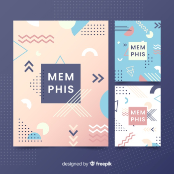 Colorful memphis style cover collection Free Vector