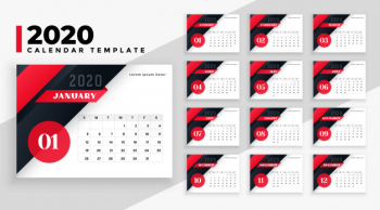 2020 calendar modern geometric template Free Vector