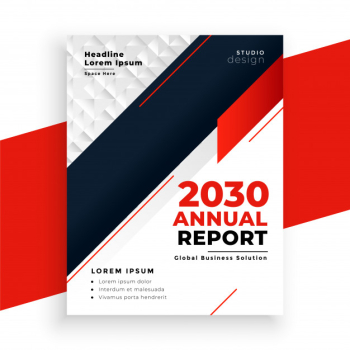 Modern geometric red annual report business template Free Vector