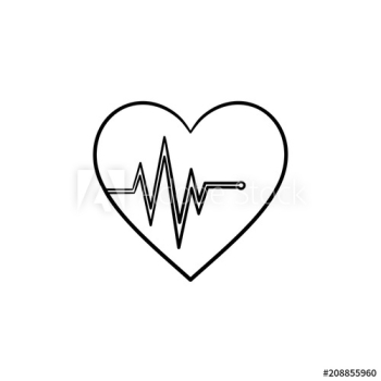Heart beat rate hand drawn outline doodle icon