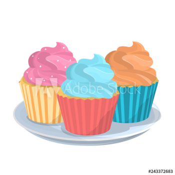 Tasty sweet cupcake or muffin on the plate