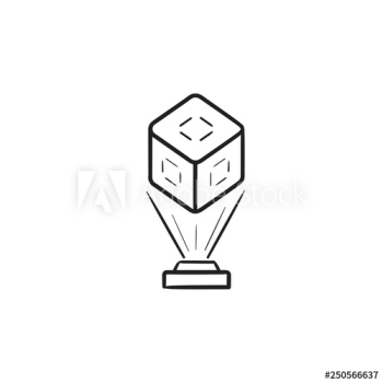 Holographic communication hand drawn outline doodle icon