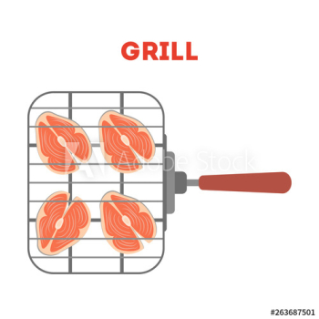 Salmon steak on the grill lattice