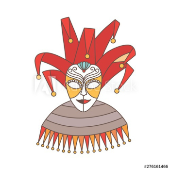 Elegant festive mask of jester or harlequin isolated on white background